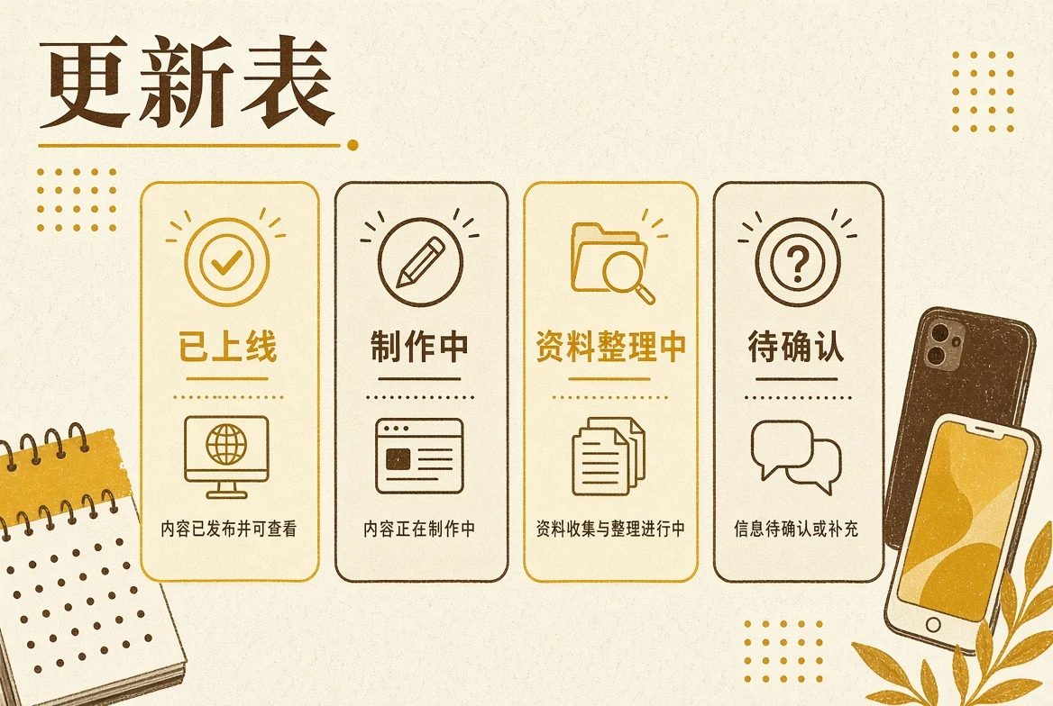 内容更新进度